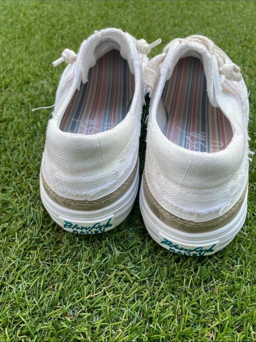 Light Cream Canvas Blowfish Malibu with Subtle Metallic Trim